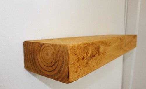 Rustic floating wooden - shelf, /