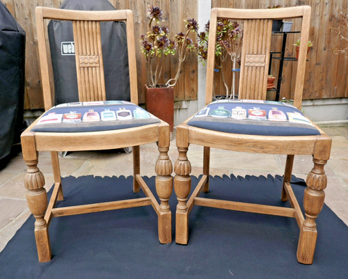 Pair vintage dining chairs - vintage,