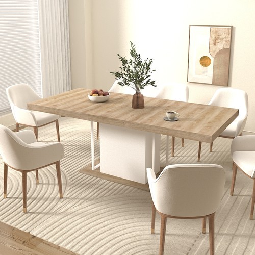 White oak rectangle - white, extendable